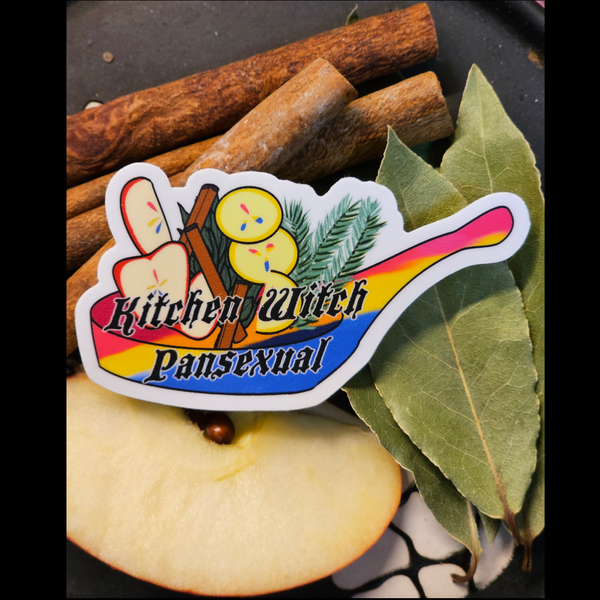 Kitchen Witch Pansexual vinyl sticker