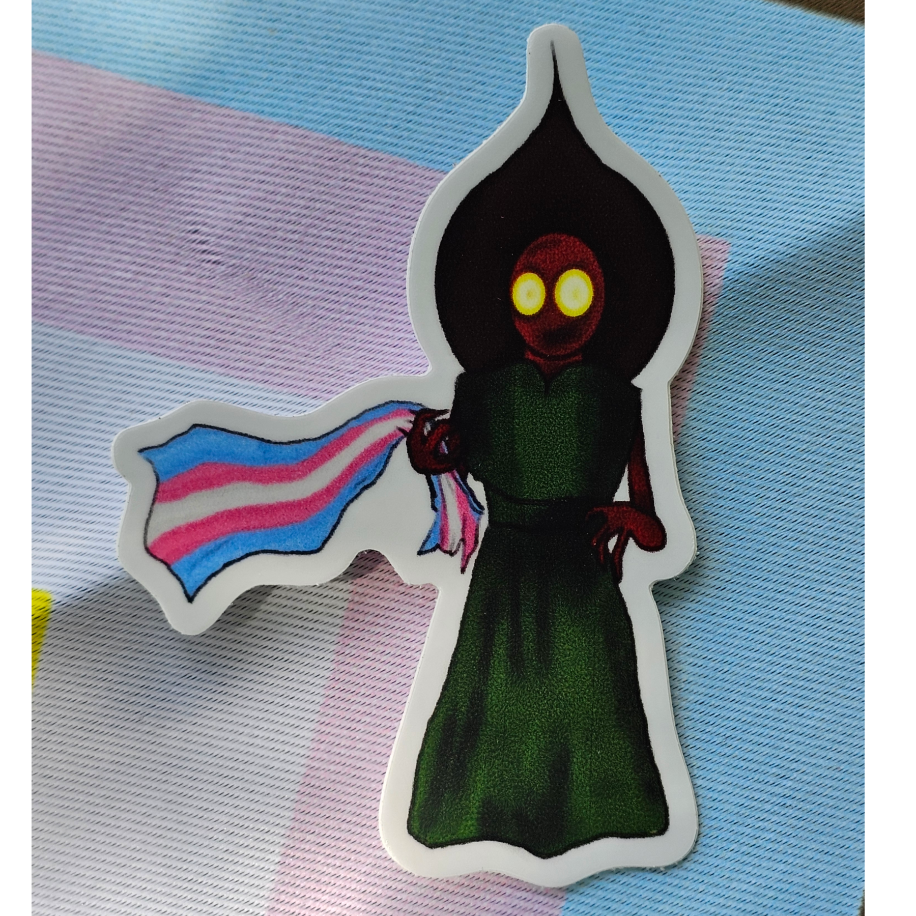 Flatwoods Monster transgender flag vinyl sticker